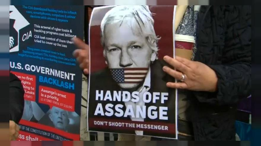 Hands Off Assange. Manifestación de partidarios de Wikileaks